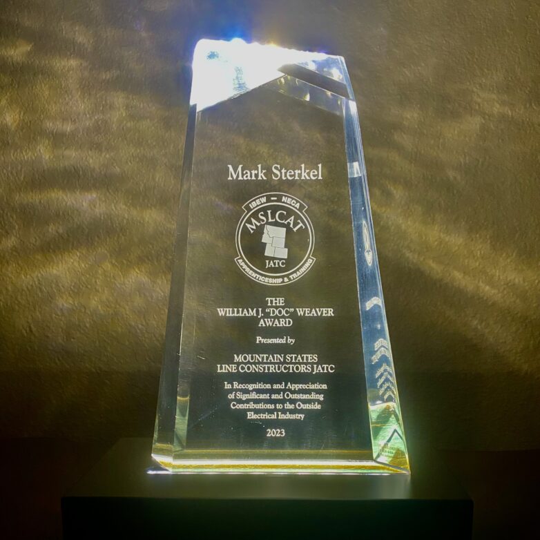 Doc Weaver Award glass trophy